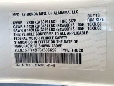 2019 Honda Ridgeline RTL-E