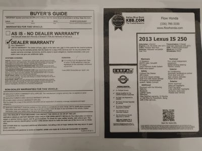 2013 Lexus IS 250 4dr Sport Sdn Auto RWD