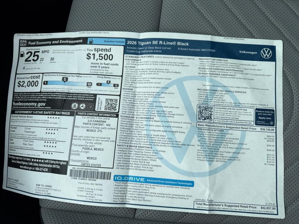 2026 Volkswagen Tiguan SE R-Line Black
