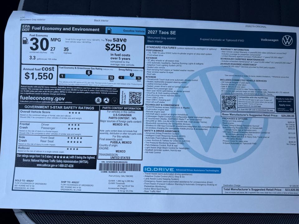 2027 Volkswagen Taos SE
