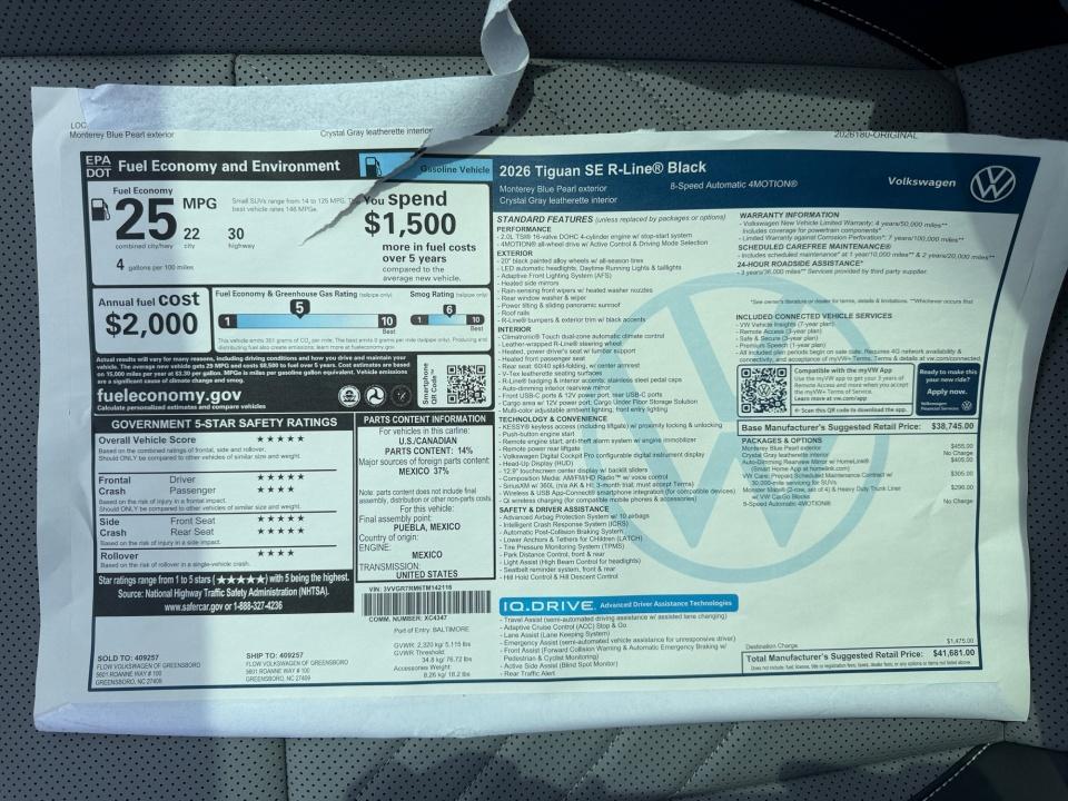 2026 Volkswagen Tiguan SE R-Line Black